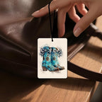 Cowgirl Car Air Freshener 4 Pcs, Watercolor Bow Hat Boot Scented Hanging Decor for Women, Vehicles Home Ranch, Western Boho Mirror Gift