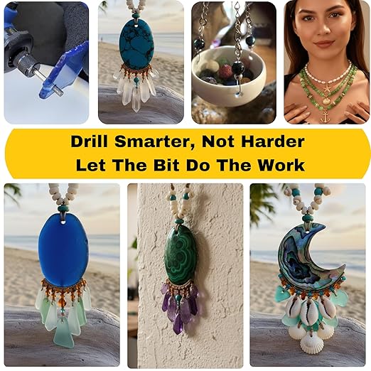 Drilax 30-Pc 3mm (1/8") Diamond Drill Bit Set | Dremel Compatible Wet Rotary Tool Bits for Jewelry Making, Sea Glass, Shells, Gemstones, Glass, Stone | Incl. Storage Case