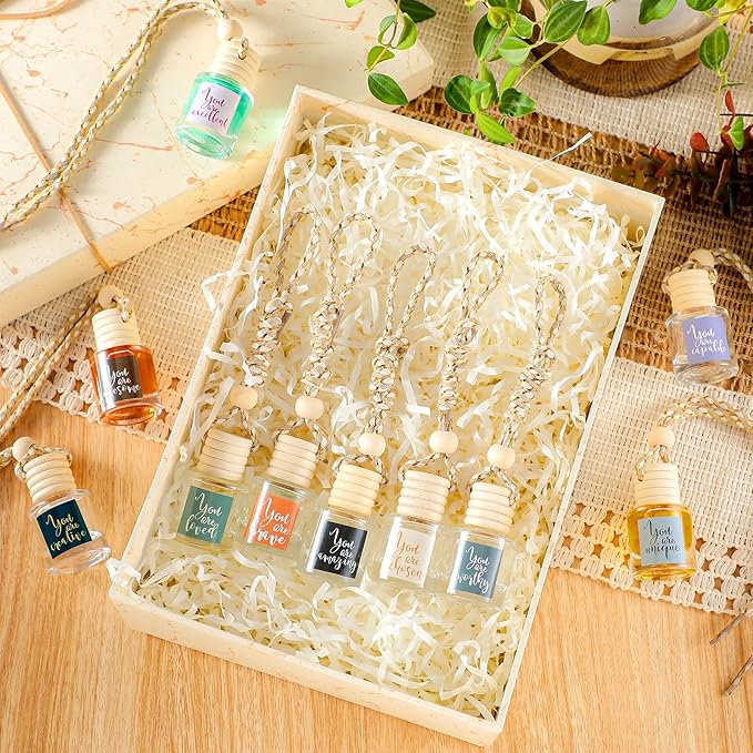 20 Pcs Inspirational Gifts Bulk Empty Glass Car Air Freshener Diffuser Hanging Employee Appreciation Thank You Gifts for Staff Coworker Office Nurse Teacher Volunteer Hanging Decor