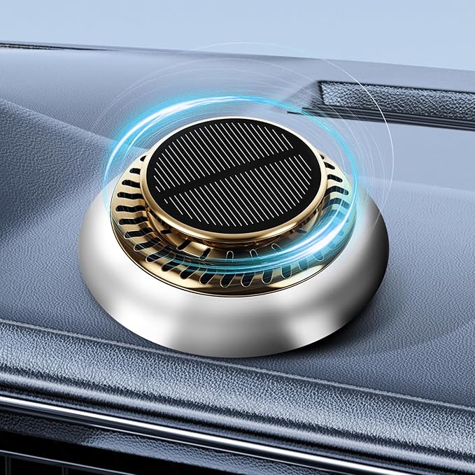 Wuyaoyao Car Air Freshener, Rotating Solar Energy Car Fragrance Diffuser, Long Lasting Automotive Scents Air Freshener Diffuser, Mini Aromatherapy Air Purifier for Most Vehicles(White, Ocean)
