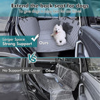 Back Seat Extender for Dogs-Supports 400lb,Waterproof Dog Car Seat Cover Hard Bottom-Detachable,600D Heavy Duty Scratch Proof Nonslip Soft,Dog Hammock for Car,SUVs-Grey