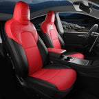 Red Rain for 2020-2024 Tesla Model Y Seat Cover Crocodile Leather Red and Black Auto Seat Cover Interior Accessories (ModelY-Red+Black-2020/2024)