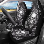 Skull Flower Car Seat Covers Front Seats Only Breathable Stretch Polyester Fabric Cover Easy to Install Car Accessories Universal Fit for Most Vehicle