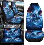 KEIAHUAN 4pcs Car Seat Covers Full Set Blue Dragon American Flag Auto Seat Cover Universal Front and Rear Seat Covers Light Breathable Automotive Interior Accessories for SUV,Sedan,Truck