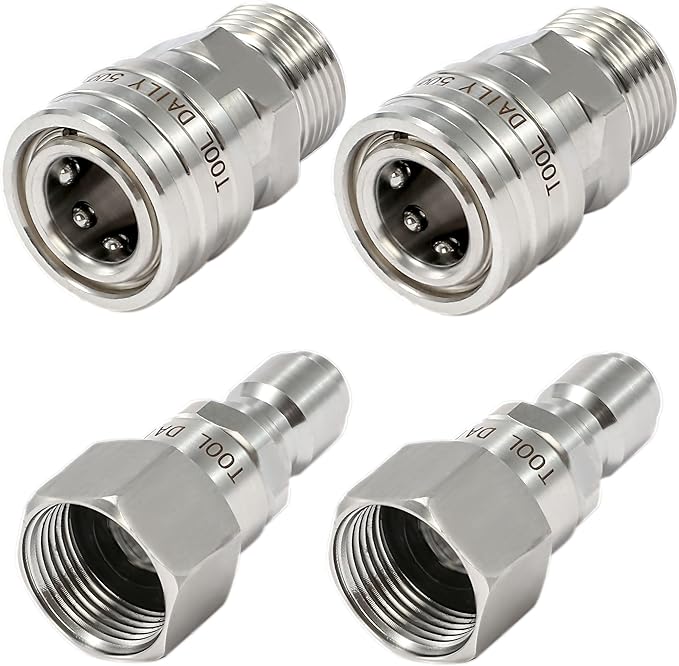 Tool Daily Pressure Washer Adapter Set with Swivel, M22 14mm to 3/8" Quick Connect, Stainless Steel Quick Disconnect Swivel for Power Washer Hose, 5000 PSI, Pack of 2