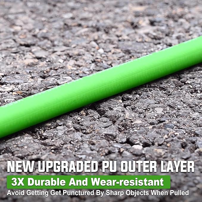 YAMATIC Durable Pressure Washer Hose 25FT, 3400 PSI 1/4'' Power Washer Hose Replacement for Gas&Electric Washer, Wear Resistant Extension Leak-Free M22 Fittings, Green