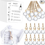 Boao 25 Sets Hanging Car Air Freshener Diffuser Bottles Empty Bulk with Car Diffuser Instruction Cards Organza Bags Glass Refillable Essential Oil Fragrance Aromatherapy Pendant (Round,Clear)