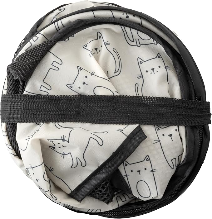 SportPet Designs Pop Open Cat Carrier, Soft-Sided Collapsible Travel Carrier for Cats up to 15 lbs, Lightweight Portable Design with Mesh Ventilation & Secure Zippers, Cat Print