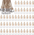 50Pcs Hanging Car Air Freshener Diffuser with Wooden Caps 8ML Empty Clear Car Diffuser Bottles Hanging Glass Essential Diffuser Oil Fragrance Perfume Pendant Glass Vial,Cylindrical