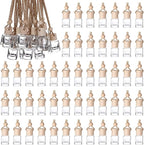 50Pcs Hanging Car Air Freshener Diffuser with Wooden Caps 8ML Empty Clear Car Diffuser Bottles Hanging Glass Essential Diffuser Oil Fragrance Perfume Pendant Glass Vial,Cylindrical