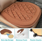 Big Ant Car Seat Cushion, Comfort Memory Foam Driver Seat Cushion Improve Driving View, Sciatica and Lower Back Pain Relief, Thick Seat Cushions for Car Home Office Chair, Wheelchair - Brown