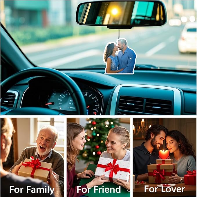 2 PCS Custom Air Fresheners with Picture,Personalized Double Sided Photo Air Freshener for Car with Scents Freshener, Customized Face Air Freshener Car Wardrobe Bathroom Hanging Ornaments