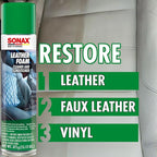 SONAX Leather Foam 289300 | 2 in 1 Aerosol Leather Cleaner and Conditioner | Safe to Use on Perforated Air Conditioned/Heated Seats | UV Protection Prevents UV Damage | 13.02 oz