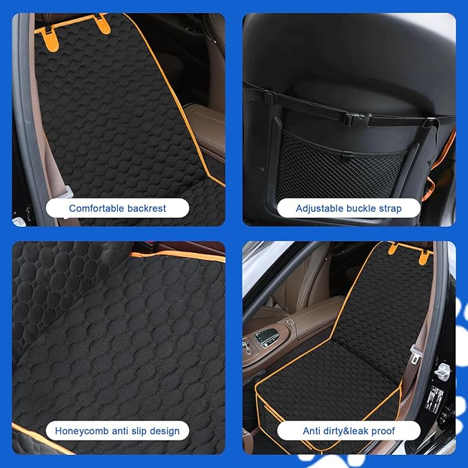 2 Pack Dog Front Seat Covers for Car,Pet Front Car Seat Cover,Scratch-Proof Pet Seat Cover for Car,Trucks,SUV,Front Seat Dog Cover（Black，45"X 21"，2pack）