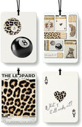 Trendy Leopard Print Car Air Freshener 4 Pcs, Funky Cheetah Print 8 Ball Ace Card Hanging Air Freshener for Cars Closet Drawer, Cheetah Girly Car Accessories Mirror Decor for Women
