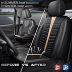 CAR PASS 3D Air Mesh Seat Covers for Car, Leather Car Seat Cover Front Seats, Breathable Foam Premium Leather Mesh Front Seat Covers Universal Fit for Cars Sedans Trucks Vans SUVs, Black Beige