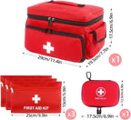 First Aid Bag Empty, 5-Set with Large Medical Organizer, 3 Portable Pouches & Hanging Bag for Home Car Travel Camping Office School Outdoor Adventure Medical Supplies,Pet First Aid Kits (Red)