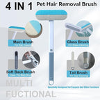 Magic pet Hair Remover Set for Dogs & Cats, Includes 4-in-1 Extended Handle Hair Brush, Hair Glove & Free Metal Storage Hook, Works Great on couches, Carpets, Furniture, car Seats and Hard Surfaces.