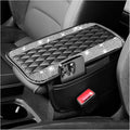 Car Center Console Cover with Diamond Grid Design,Bling Armrest Cover Cushion with 2 Storage Bags,Soft Leather Arm Rest Cover for Car Interior Accessories (Black + White)