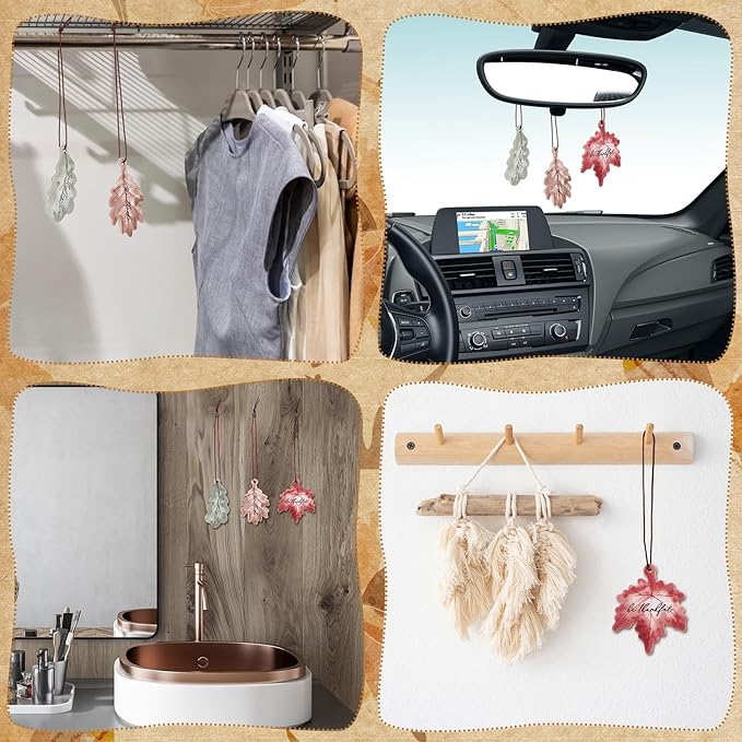 36 Sets Leaves Car Air Fresheners Bulk Maple Leaf Hanging Ornament Scented with Essential Oils Christmas Tree Decor for Men Women Coworkers Team Staff Office Car Party Supplies