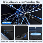 2026 Upgraded Windshield Sun Shade Umbrella [7-Layer Vinyl Coating Heat Shield] Foldable Front Window Sunshade Umbrella Flexible Handle Protect Interior from UV Keep Car Cooler (57" x 31")