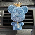 Cute Car Accessories, Bling Crystal Bear Car Air Freshener With Vent Clip,Rhinestone Aesthetic Car Decor Interior Decoration (BLUE)