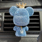 Cute Car Accessories, Bling Crystal Bear Car Air Freshener With Vent Clip,Rhinestone Aesthetic Car Decor Interior Decoration (BLUE)