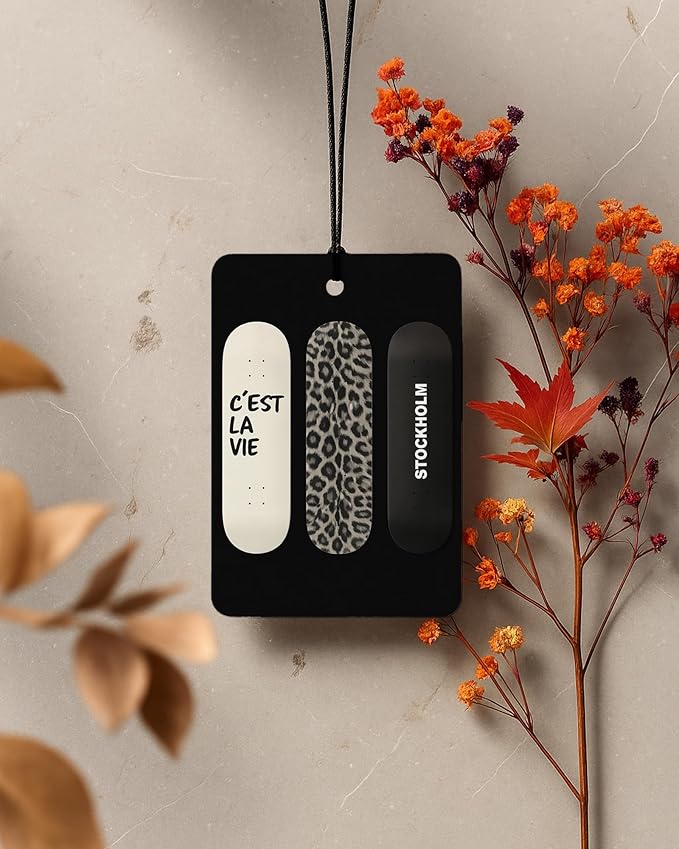 Trendy Black and White Car Air Freshener 4 Pcs Coconut Scented, Funky Y2k Leopard Car Accessories Mirror Decor for Women, Preppy Girly Hanging Air Freshener for Cars Closet Drawer Books