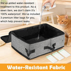 SZEE Travel Litter Box for Cats with Zipped Lid with 3 Pcs Disposable Liner Bags, Easy Cleaning, Suitable for Pets up to 15lbs, Portable Litter Box for Travel, Car, Hotel, Airplane, Camping - Grey