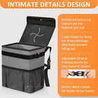 3 Gallons Car Trash Can with Lid, Car Trash Bag Bin Hanging Waterproof Automotive Garbage Cans Leak Proof Vehicle Can Grey