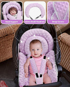 Infant Car Seat Insert with Removable Cushion for Baby Preemie Newborn Infant, Reversible carseat Insert Head Body Support Fits for Stroller, Baby Swing, Rocker, Bouncer, Bassinet - Purple