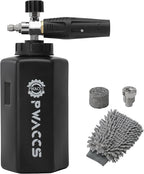 PWACCS Foam Cannon for Pressure Washer, Adjustable Car Wash Foam Cannon, Big Mouth Snow Foam Lance with 1/4" Quick Connect, Thick Foam Power Wash Foam Blaster 1.5 L, Additional Orifice Nozzle 1.1mm