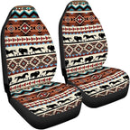 ELEQIN Aztec Horse Yak Car Seat Covers, Front Car Seat Cushion, 2 PCS Canvas Auto Cushion Protector Universal Fit Most Cars, Automotive Interior Decor