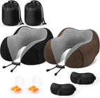 CloudBliss Travel Pillow Premium Memory Foam, Comfortable & Supportive Neck Pillow, Neck Pillows for Sleeping Travel, Airplane Pillow for Sleeping Airplane, Car, Office and Home（Black & Brown）