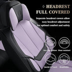 Coverado Universal Seat Covers Front, Universal Seat Covers for Cars, 2-Pack Waterproof Nappa Leather Car Seat Covers with Head Pillow, Auto Protectors Fit for Most Sedans SUV Truck-Black&Purple
