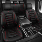 CAR PASS Comfortable 3D Foam Mesh Leather Car Seat Covers Full Sets, Air Cool Mesh Breathable Seat Covers for Car, Universal 5 Seats Fit for SUV Truck Sedan Automotive, Airbag Compatible,Black Red
