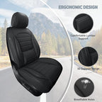 Front Car Seat Covers, 2Pcs Universal Leather Seat Covers for Cars, Full Coverage Waterproof Automotive Seat Covers, Breathable Front Seat Covers for Most Trucks, SUVs, Sedans, Black