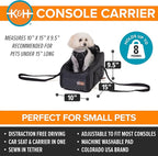 K&H Pet Products Center Console Dog Car Seat for Small Dogs & Cats, Secure Armrest Booster Pet Carrier with Safety Tether, Zippered Enclosure, 2 Pockets, Washable Plush Pad, for Pets Under 8 lbs.