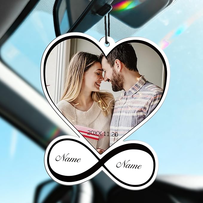Bemaystar Custom Air Fresheners with Picture - Personalized Double Sided Air Freshener with Name, Customized Air Freshener for Car Wardrobe Bathroom Hanging Ornaments (Heart)