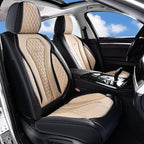Coverado Car Seat Covers, Leather Seat Covers Full Set, Beige Seat Covers, Car Seat Cushion, Driver Car Seat Covers, Waterproof Car Seat Protector Fit for Most Cars