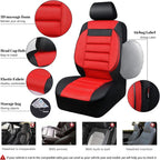 CAR PASS Leather 3D Foam Back Support Car Seat Covers Full Set Air Mesh Automotive Seat Covers, All Season Car Seat Cover Fit Automotive,SUV,Sedan,Van, Airbag Compatible Elegance (Black and Red)