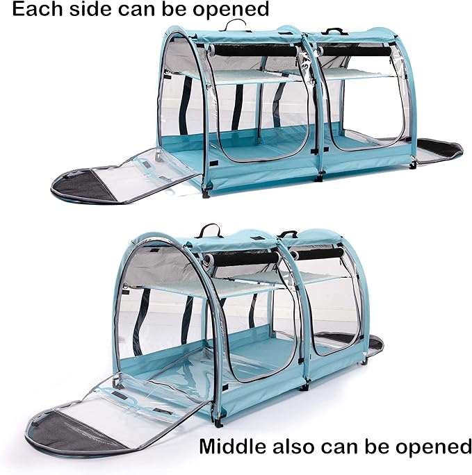 Mispace Portable 2 Pet Carriers for Cats Collapsible Cat Condo for Car Travel Pet Kennel Show Cages with Portable Carry Bag Hammocks Mats and Litter Box
