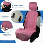 Linen Car Seat Covers for Cars, Front Car Seat Cover Protectors with Storage Bags, Anti-Slip & Soft Automotive Seat Cushion Universal Fit for Most Sedan, SUVs, Vehicles (Pink)