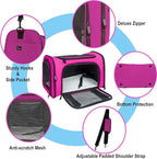 Soft Sided Carrier for Small Medium Cats Dogs,Removable Pad Collapsible Travel Pet Carrier Large Magenta