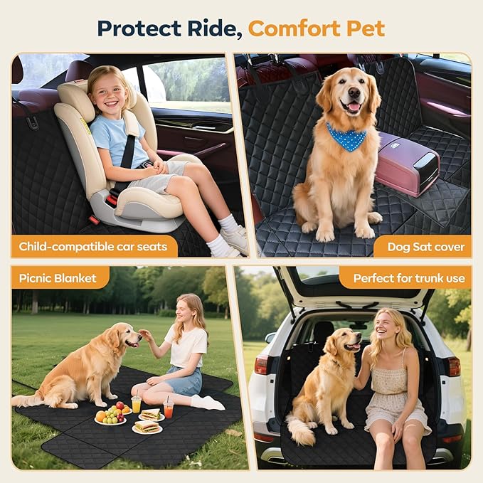 Dog Car Seat Cover for Back Seat,New Upgraded Thickened Dog Car Seat Cover,Waterproof and Wear-Resistant Bench Back Seat Cover with Non-Slip Pad,Universal Size Fits Cars, Trucks, SUVs