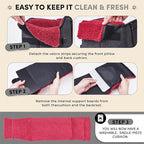 BurgeonNest Center Console Small Dog Car Seat - Portable Pet Cat Puppy Booster Armrest Carseat Up to 11lbs, Anti-Collapse Comfort Car Travel with Washable Fluffy Cushion and Pillow, Red