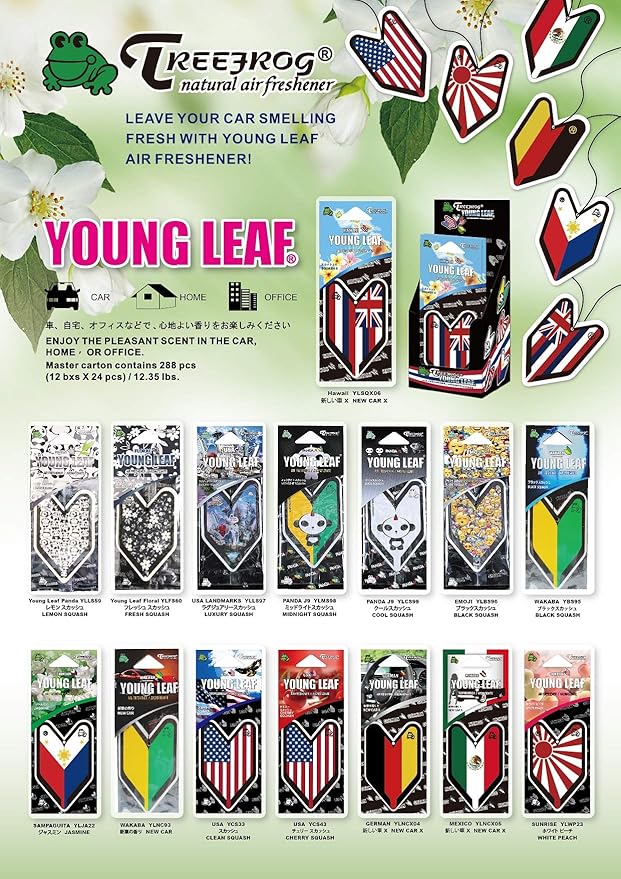 YLLS59 JDM Treefrog Lemon Squash Scents Air Freshener, Black Panda, 1 Box, 24 Piece