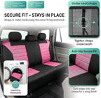 FH Group Automotive Car Seat Covers Rear Set Premium 3D Air Mesh Seat Covers, Airbag Compatible and Split Bench Cover Universal Fit Interior Accessories for Cars Trucks and SUVs - Pink