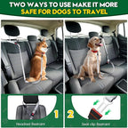2 Piece Dog Car Seat Belt Harness Retractable Restraint for Car Headrest Adjustable Heavy Duty & Elastic & Durable Dog Car Seat Belt (Grey)