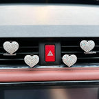 4-Pack Crystal Heart Car Vent Clips – Sparkling Rhinestone Air Fresheners for Cars, Bling Diamond Auto Fragrance Holder for SUV & Sedan(Write, Ocean)